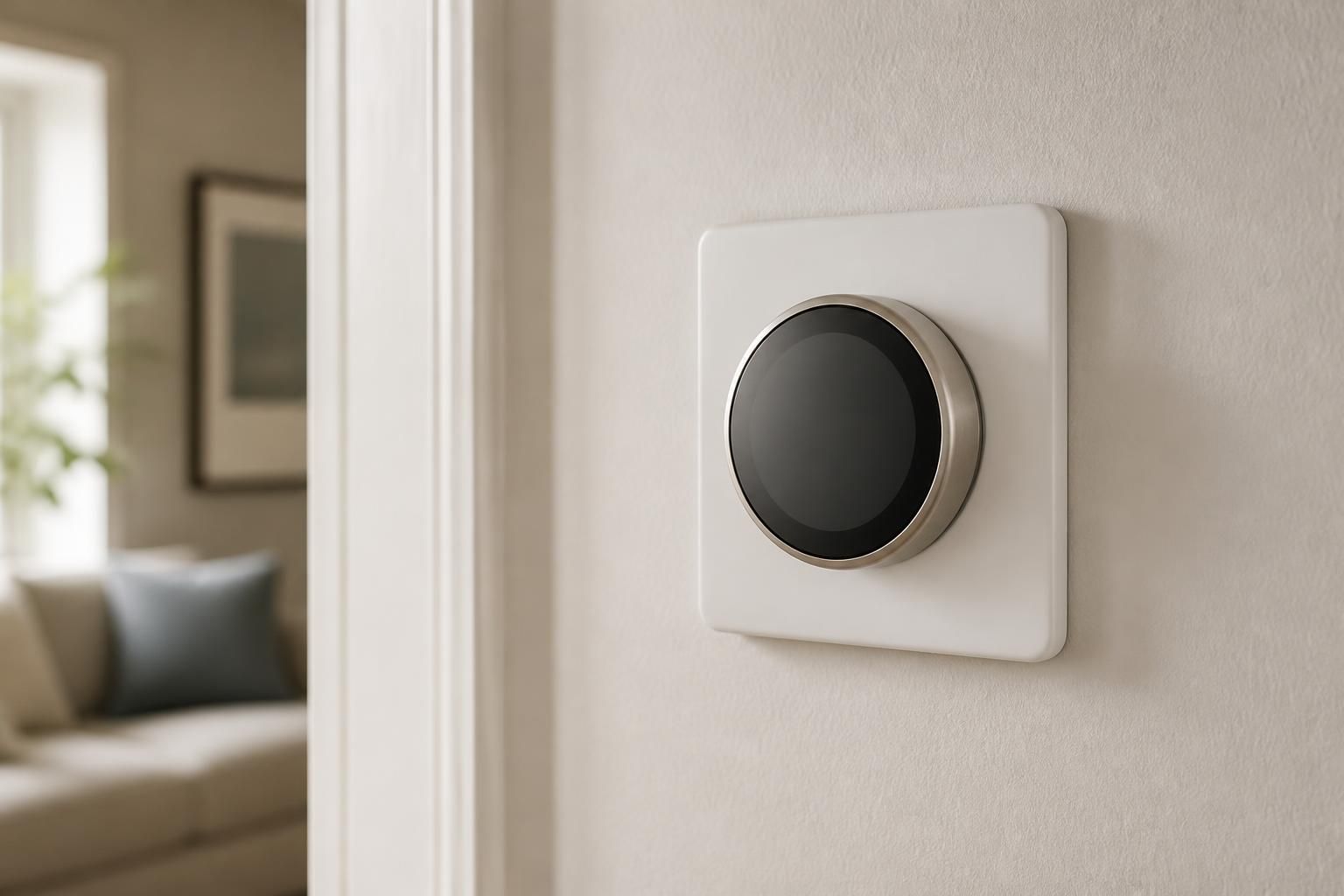 Clean thermostat installation on a finished interior wall.
